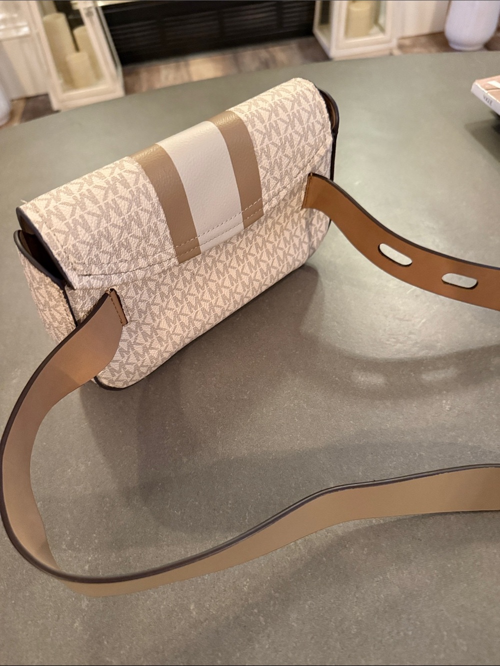 Michael Kors Beige & Tan MK Signature Crossbody Belt Bag - Picture 3 of 4